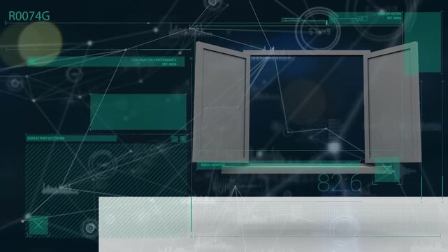 Animation of network of connections over door