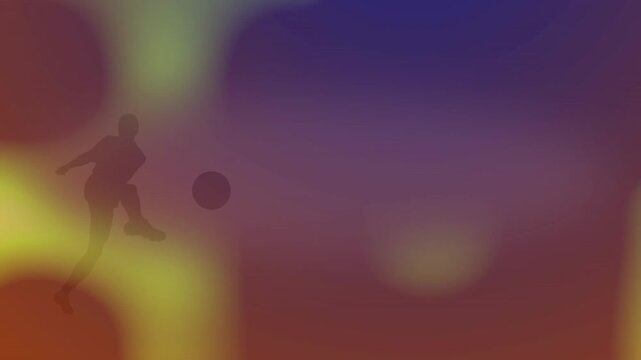 Animation of silhouette of soccer player over shapes