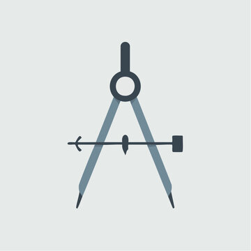 Geometric compass drawing tool icon illustration