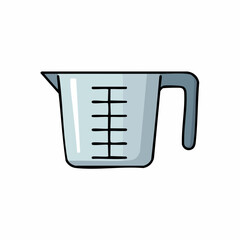 Cartoon style illustration of a glass measuring cup
