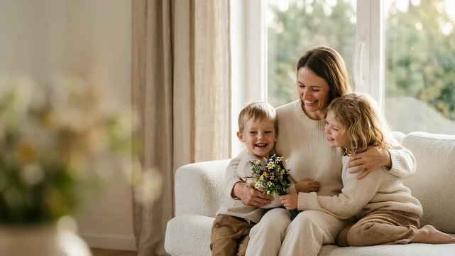 Capture exquisite mothers day photography that celebrates maternal warmth and family unity through artistic compositions refined lighting and genuine emotion suitable for premium stock images in  Phot
