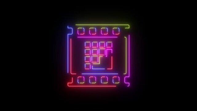 Pixel Grainy Pour neon line icon seamless loop