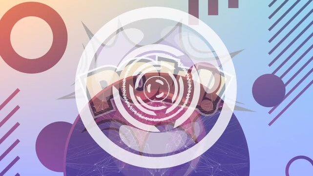 Animation of dna strand and moving shapes over face pink circles on woman hearts