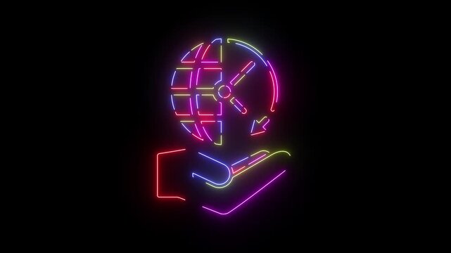 Fulltime H24 Logistic neon line icon seamless loop
