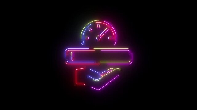 Parking meter neon line icon seamless loop