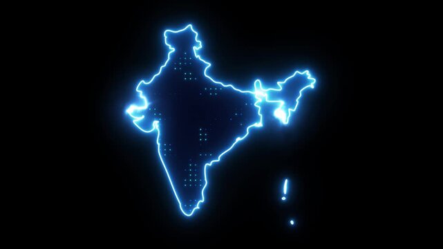 Neon Stroke Map Animation of INDIA with Glowing Light Effects
