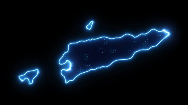 Neon Stroke Map Animation of EAST TIMOR with Glowing Light Effects