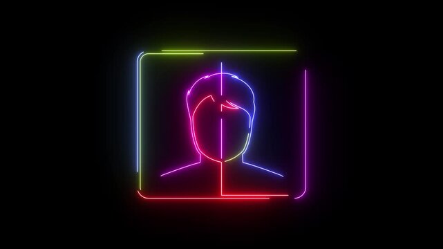 Luminosity Lightness White neon line icon seamless loop