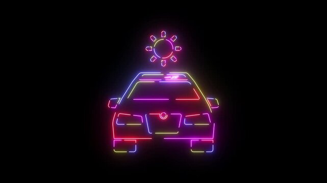 Used car contract neon line icon seamless loop