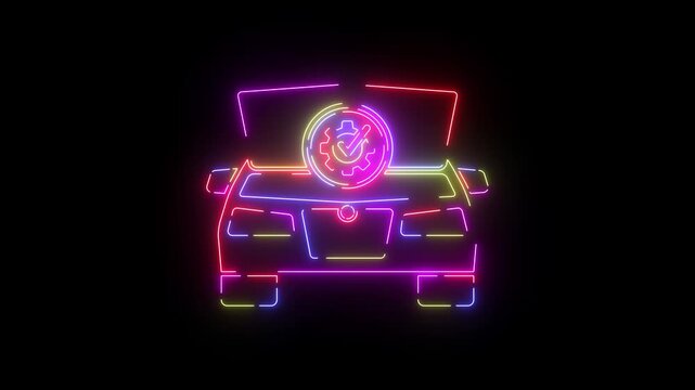 Recommended checkmark neon line icon seamless loop