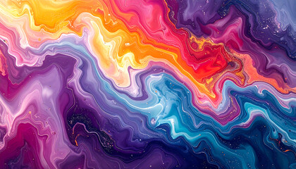Fototapeta premium Vibrant Swirling Colors Abstract Background - Dynamic Fluid Art with Mesmerizing Marbled Patterns and Flowing Liquid Textures, Ideal for Modern Creative Designs