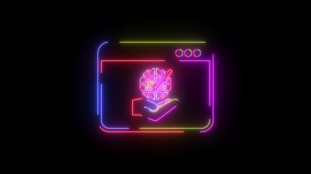Recommended checkmark neon line icon seamless loop