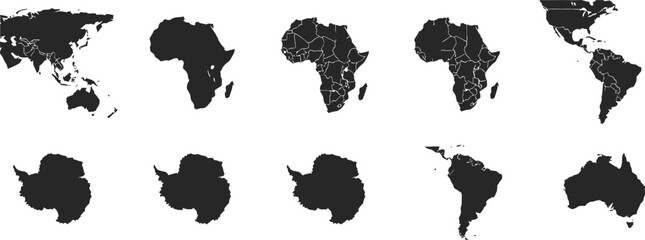 Black and white world maps with country borders © Pitiyage
