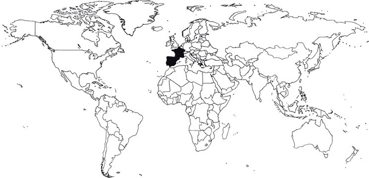 World map with highlighted countries in Europe