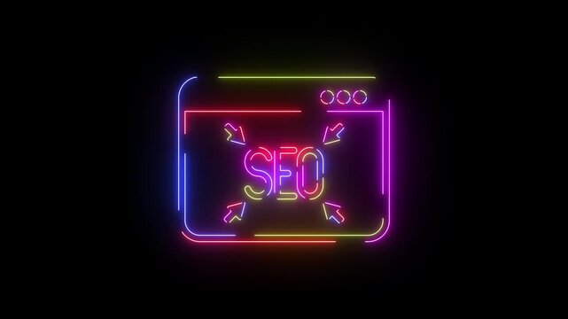 SEO target neon line icon seamless loop