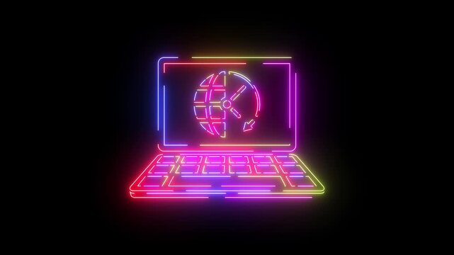 Time settings neon line icon seamless loop