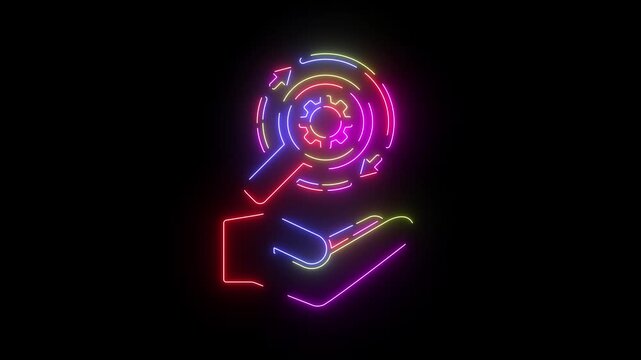 Time settings neon line icon seamless loop