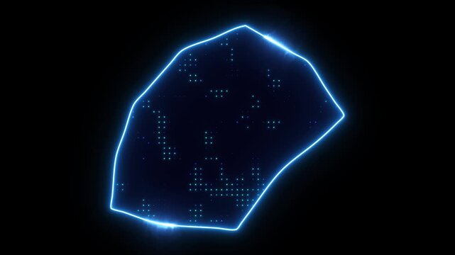 Neon Stroke Map Animation of MONACO with Glowing Light Effects