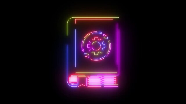 Tutorial Reference Catalog neon line icon seamless loop