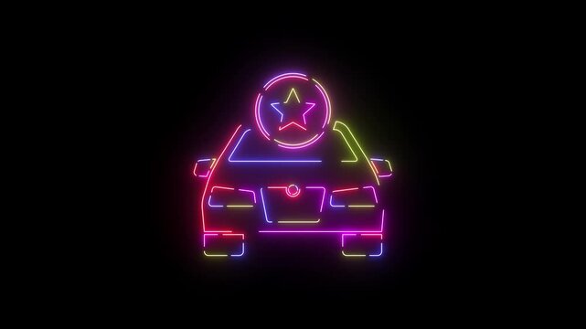 Five star rating neon line icon seamless loop
