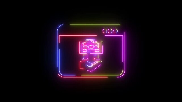 Fuel pump neon line icon seamless loop