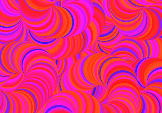 Vibrant Psychedelic Optical Illusion with Curved Stripes