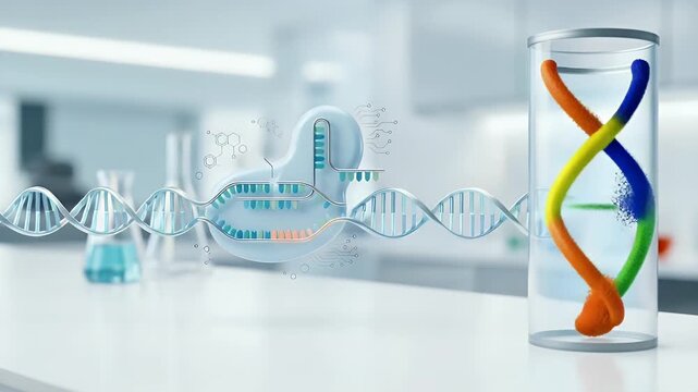 Refined wallpaper design featuring minimalist abstract elements inspired by CRISPR gene therapy breakthroughs with ample negative space for academic overlays and digital annotations supporting advance