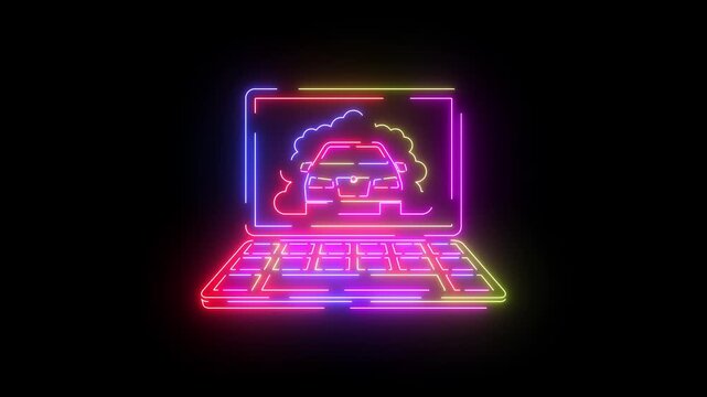 Fuel pump neon line icon seamless loop