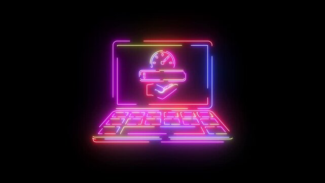 Speedometer Quick Elevate neon line icon seamless loop