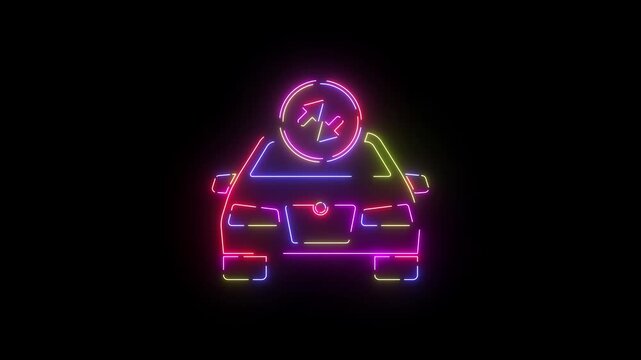 Car sharing neon line icon seamless loop