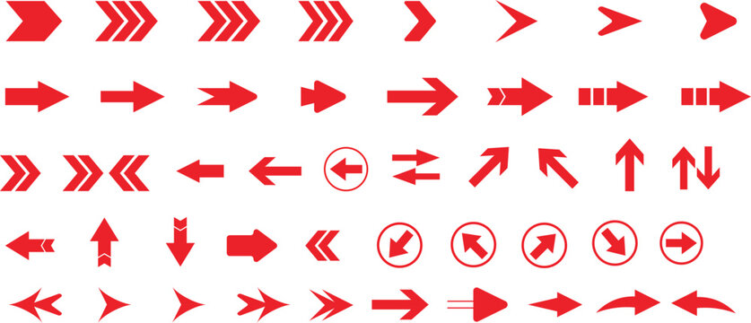 Red color arrow line icons.