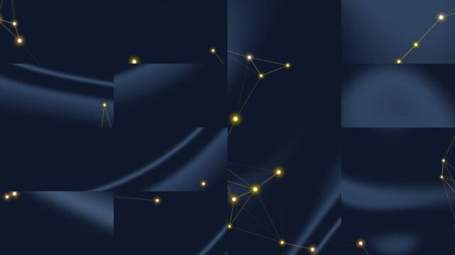 Glowing points and connecting lines on a dark blue background