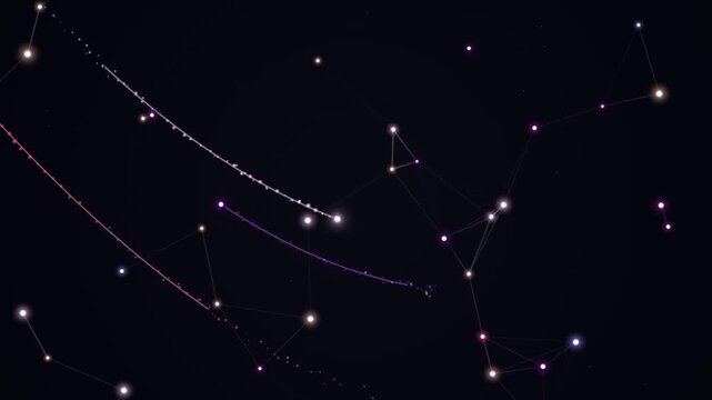 Glowing points and lines creating a cosmic constellation pattern