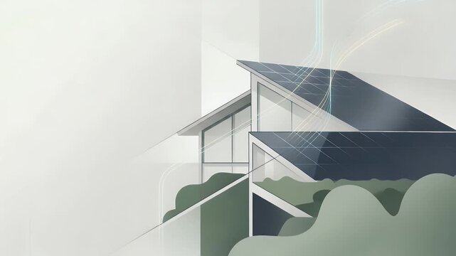 Refined wallpaper design featuring minimalist abstract elements inspired by netpositive energy homes with broad empty space for academic overlays and digital annotations supporting innovative sustaina