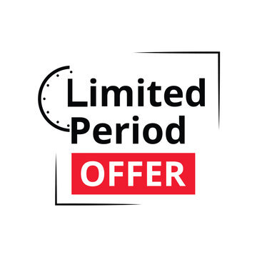 Limited Period Offer Promotional Banner with Clock Icon and Red Tag Vector
