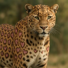 Fototapeta premium Leopard with heart-shaped spots