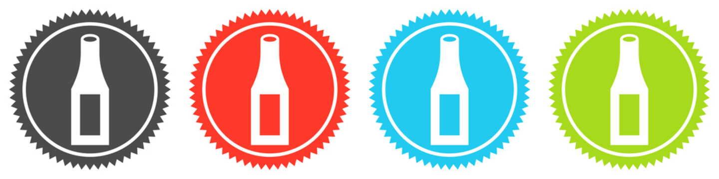 Icons auf 4 Buttons mit Zacken zeigen Flasche oder Pfand