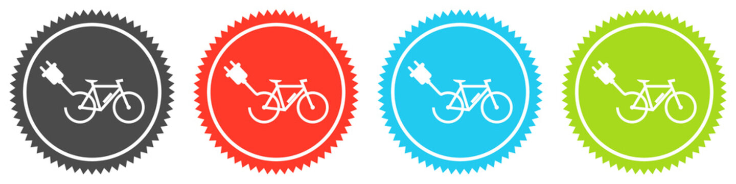 Icons auf 4 Buttons mit Zacken zeigen E-Bike aufladen
