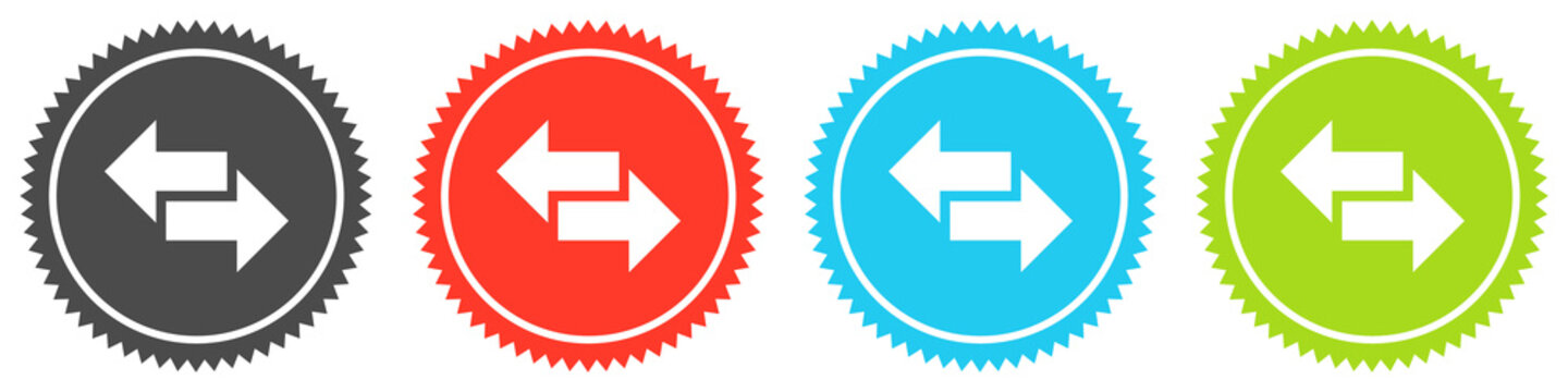 Icons auf 4 Buttons mit Zacken zeigen Doppelter Pfeil nach links und rechts
