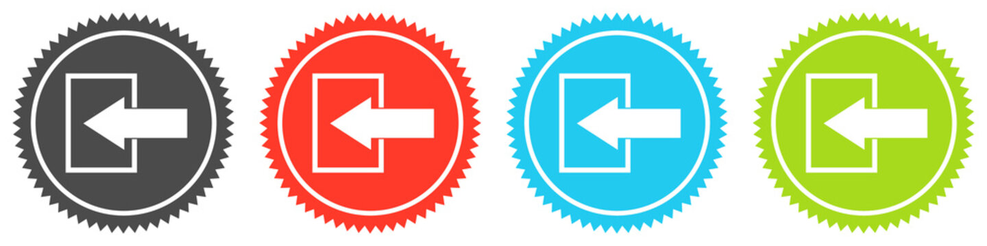 Icons auf 4 Buttons mit Zacken zeigen Einloggen oder Eintritt