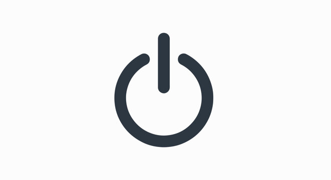Power button symbol for electronics and devices on plain surface