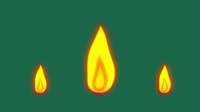Cartoon loop animation fire or flame isolated on black and white background. Video motion graphic element. vector illustration animation of a fire place or a fire pit on a green screen