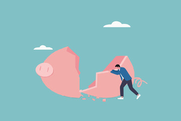 Fototapeta premium Broken Piggy Bank Concept