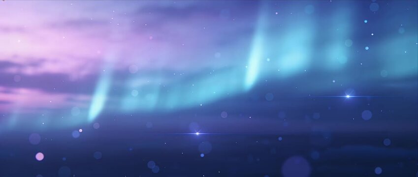 Soft aurora sky gradient background turquoise light night landscape dreamy atmosphere with bokeh effect and starry northern lights, abstract blur pastel colors and soft blue galaxy glow with