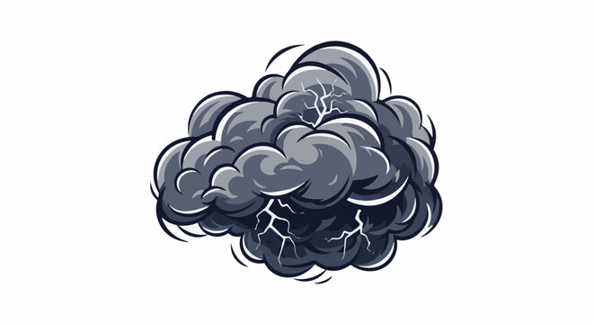 Dark stormy cloud with lightning streaks and bold outlines