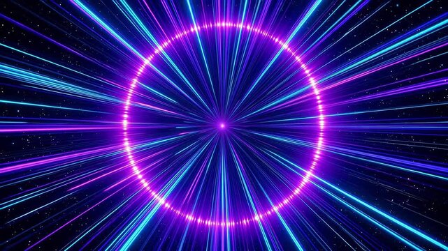 Neon light circle in space