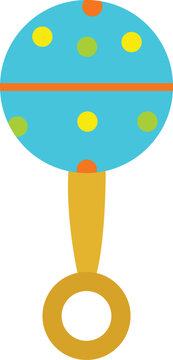 Flat illustration of a vibrant baby rattle toy.