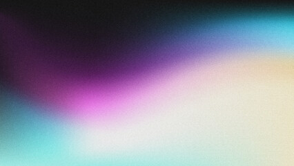 Fototapeta premium A soft, grainy abstract gradient background blending deep purple, vibrant magenta, cool cyan, and warm beige tones.