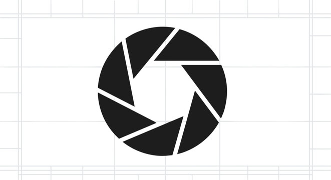 Camera shutter icon graphic symbol.