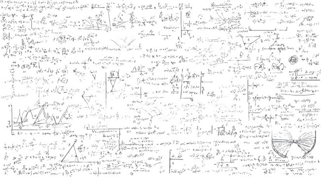 Handwritten complex mathematical equations formulas and diagrams on a white background mathematics calculation